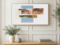 Teary Eyes Gold Collage art on a TV in a living room