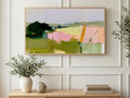 Abstract Countryside Fields art on a TV in a living room
