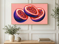 Passion Fruit Halves art on a TV in a living room