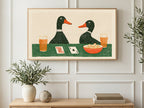 Poker Night Ducks art on a TV in a living room