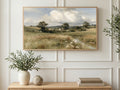 Meadow Cottage Stream art on a TV in a living room