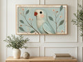 Powder Blue Parrot art on a TV in a living room