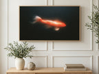 Glowing Koi at Night art on a TV in a living room