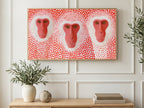 Polka Dot Snow Monkeys art on a TV in a living room