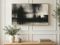 Black and White Mist art on a TV in a living room