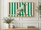 White Borzoi on Stripes art on a TV in a living room