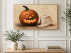 Lantern and Toilet Roll art on a TV in a living room