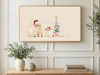 Watercolor Tree Pups art on a TV in a living room