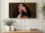Baroque Big Nose Portrait art on a TV in a living room