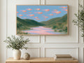 Fish in the Sky art on a TV in a living room