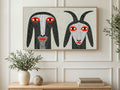Dotted Folk Goats art on a TV in a living room