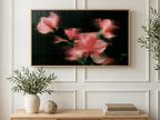 Flowers Behind Ribbed Glass art on a TV in a living room