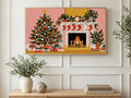 Pink Wall Fireside art on a TV in a living room
