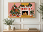 Pink Wall Fireside art on a TV in a living room