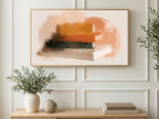 Painted Book Stack art on a TV in a living room