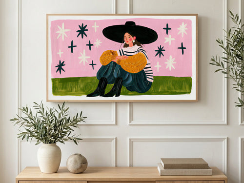 Big Hat Star Wall art on a TV in a living room