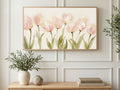 Blush Tulip Row art on a TV in a living room