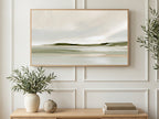 Misty Sage Shoreline art on a TV in a living room