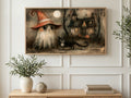 Haunted House Friends art on a TV in a living room