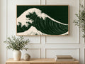 Midnight Curling Wave art on a TV in a living room