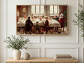 Santa at the Table art on a TV in a living room