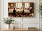 Santa at the Table art on a TV in a living room