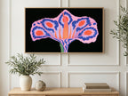 Surreal Felt Flower art on a TV in a living room