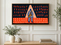 Spotlight Saxophone Player art on a TV in a living room