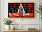 Spotlight Saxophone Player art on a TV in a living room