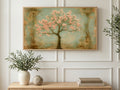 Cherry Blossom Tree art on a TV in a living room