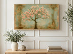 Cherry Blossom Tree art on a TV in a living room