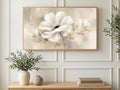 Soft White Bloom art on a TV in a living room