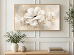Soft White Bloom art on a TV in a living room