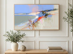 Sketchy Chalk Cliffs art on a TV in a living room