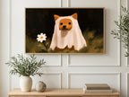 Shiba Inu Ghost art on a TV in a living room