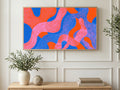 Speckled Wavy Ribbons art on a TV in a living room