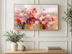 Blush Wildflower Meadow art on a TV in a living room