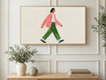 Pink Check Stroll art on a TV in a living room