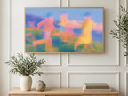 Blurred Meadow Runners art on a TV in a living room