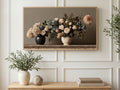 Roses and Hydrangea Vases art on a TV in a living room