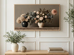 Roses and Hydrangea Vases art on a TV in a living room