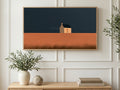 Lone Cottage at Dusk art on a TV in a living room