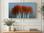 Blurred Autumn Birches art on a TV in a living room
