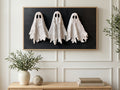 Three Textured Ghosts art on a TV in a living room