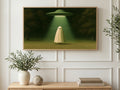 UFO Beam Ghost art on a TV in a living room