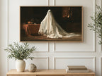 Candlelit Parlor Ghost art on a TV in a living room
