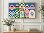 Retro Sunglasses Squad art on a TV in a living room