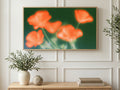 Soft Focus Poppies art on a TV in a living room