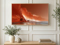 Fiery Sea Cliffs art on a TV in a living room