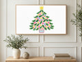 Potted Ornament Tree art on a TV in a living room